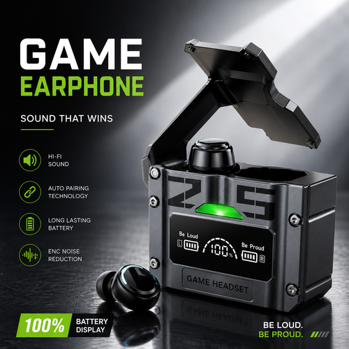 Advanced Gaming Wireless Earbuds built in Power Bank | Digital Battery Display | Active ANC ENC